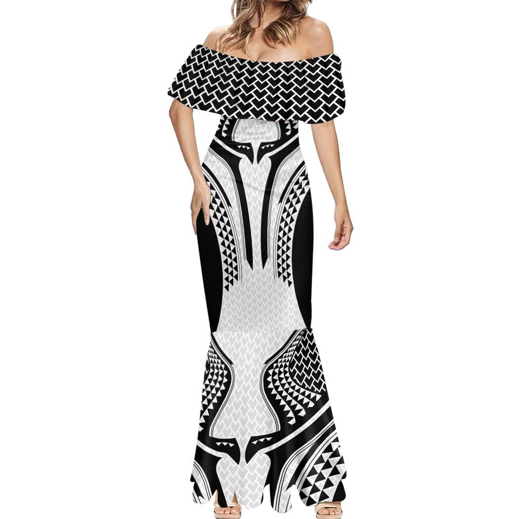 Hawaiian Kakau Art Tattoos Aquaman Style Mermaid Dress White Version - Wonder Print Shop
