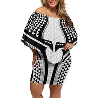 Hawaiian Kakau Art Tattoos Aquaman Style Off Shoulder Short Dress White Version - Wonder Print Shop