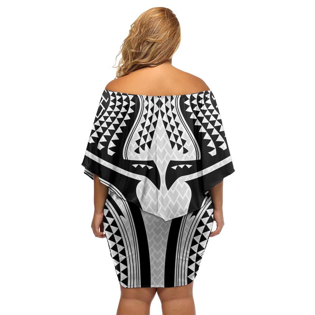 Hawaiian Kakau Art Tattoos Aquaman Style Off Shoulder Short Dress White Version - Wonder Print Shop
