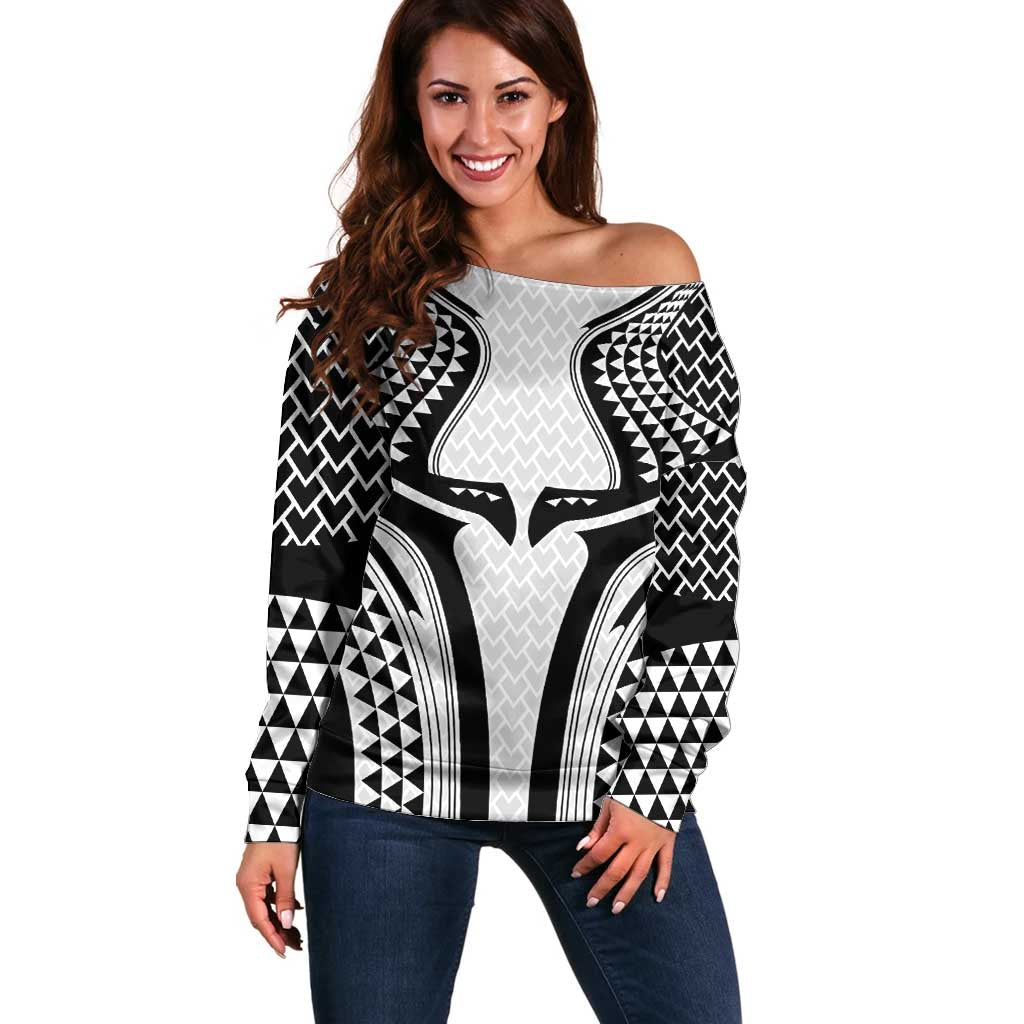 Hawaiian Kakau Art Tattoos Aquaman Style Off Shoulder Sweater White Version - Wonder Print Shop