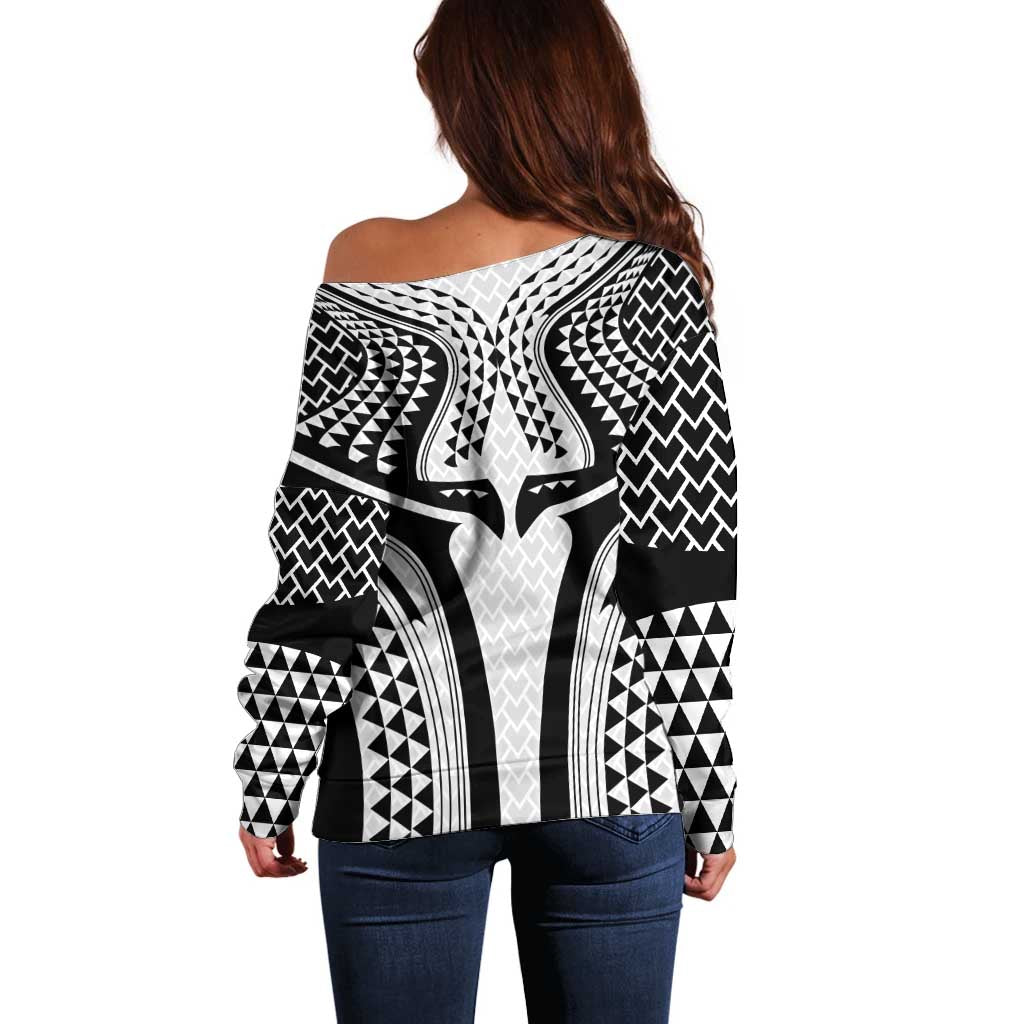 Hawaiian Kakau Art Tattoos Aquaman Style Off Shoulder Sweater White Version - Wonder Print Shop