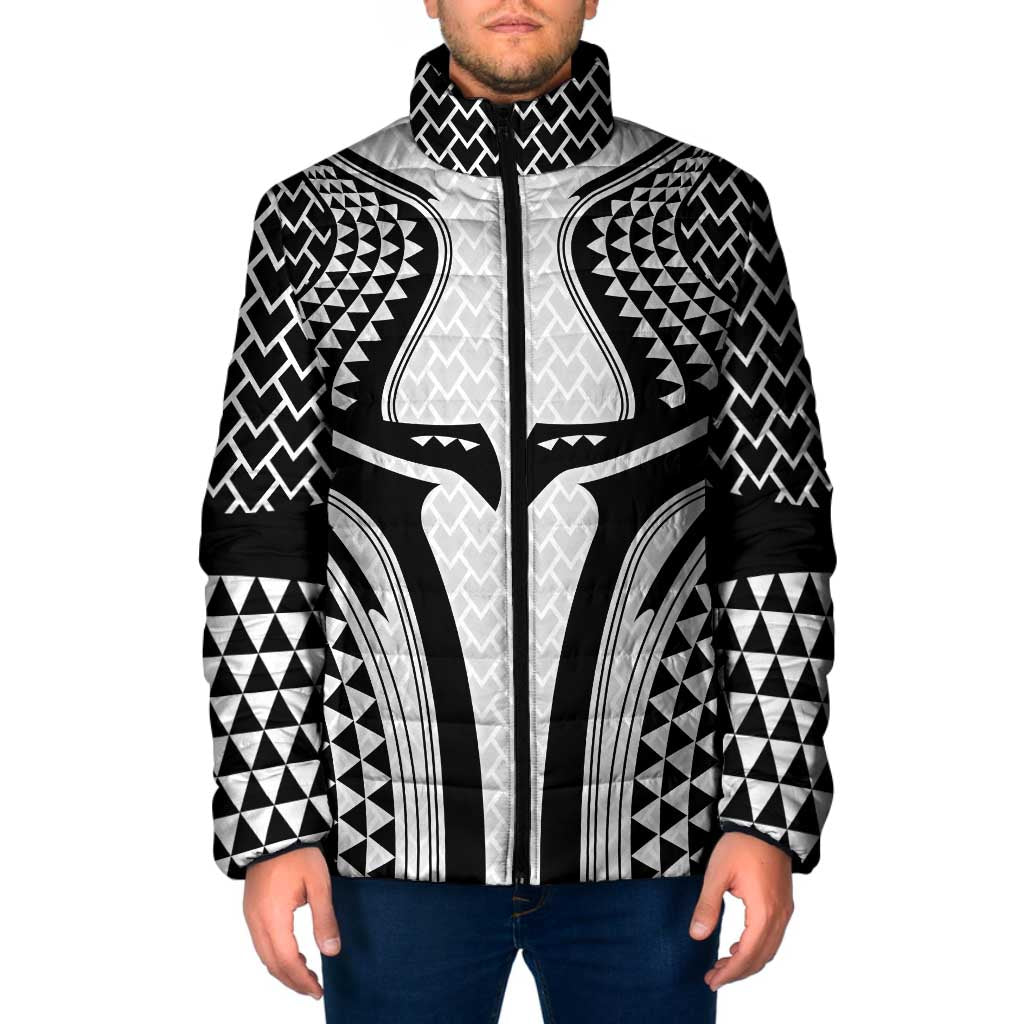 Hawaiian Kakau Art Tattoos Aquaman Style Padded Jacket White Version - Wonder Print Shop