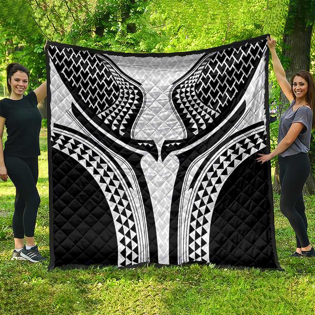 Hawaiian Kakau Art Tattoos Aquaman Style Quilt White Version - Wonder Print Shop