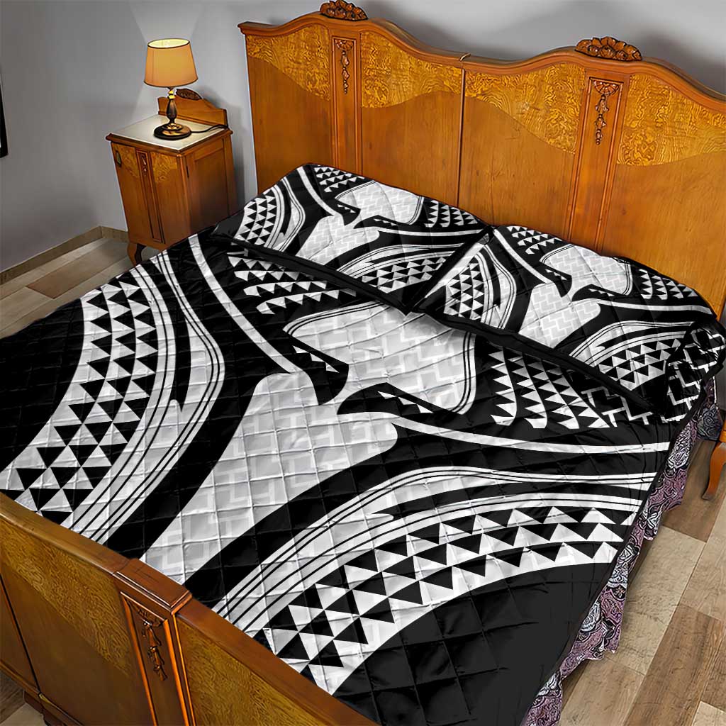 Hawaiian Kakau Art Tattoos Aquaman Style Quilt Bed Set White Version - Wonder Print Shop