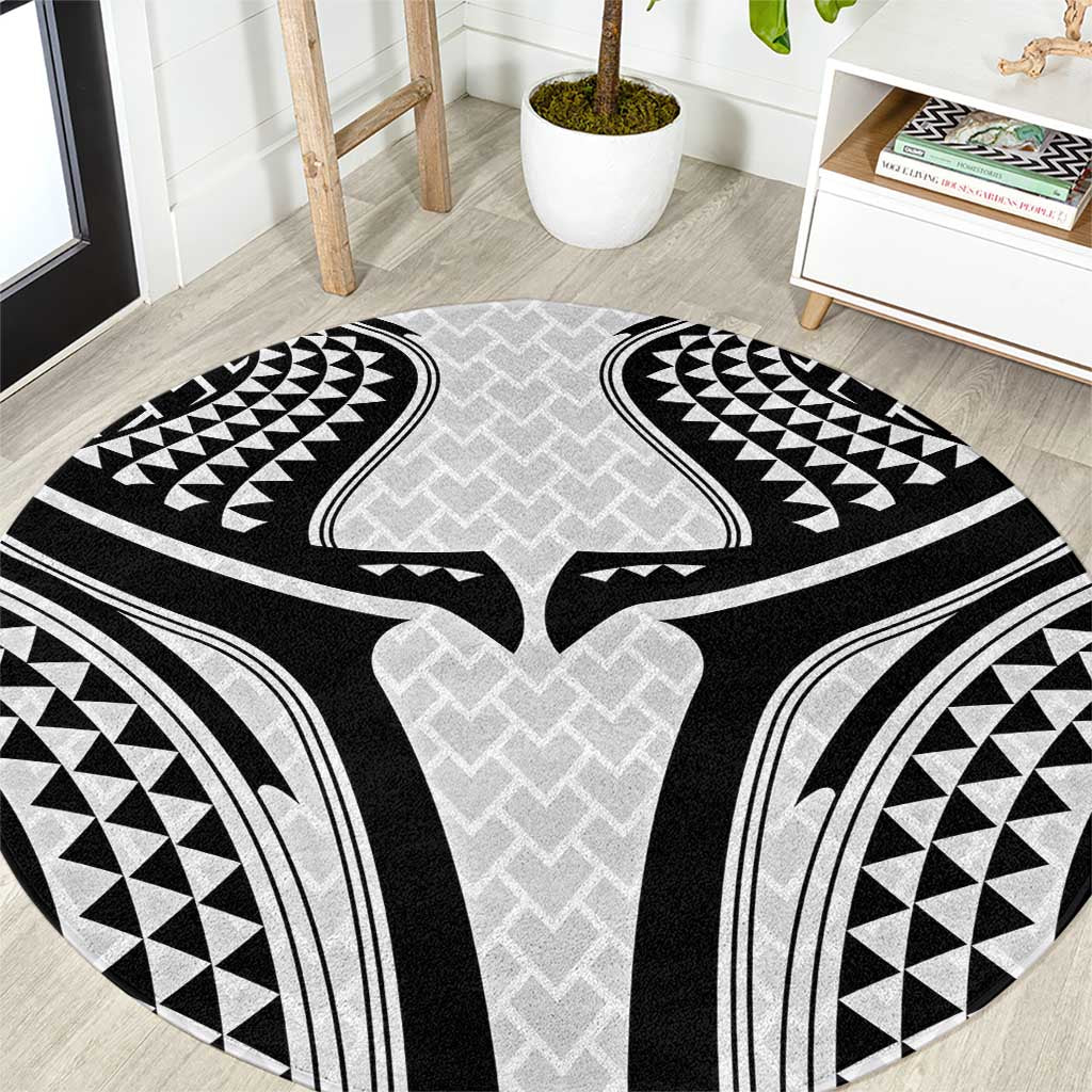 Hawaiian Kakau Art Tattoos Aquaman Style Round Carpet White Version - Wonder Print Shop