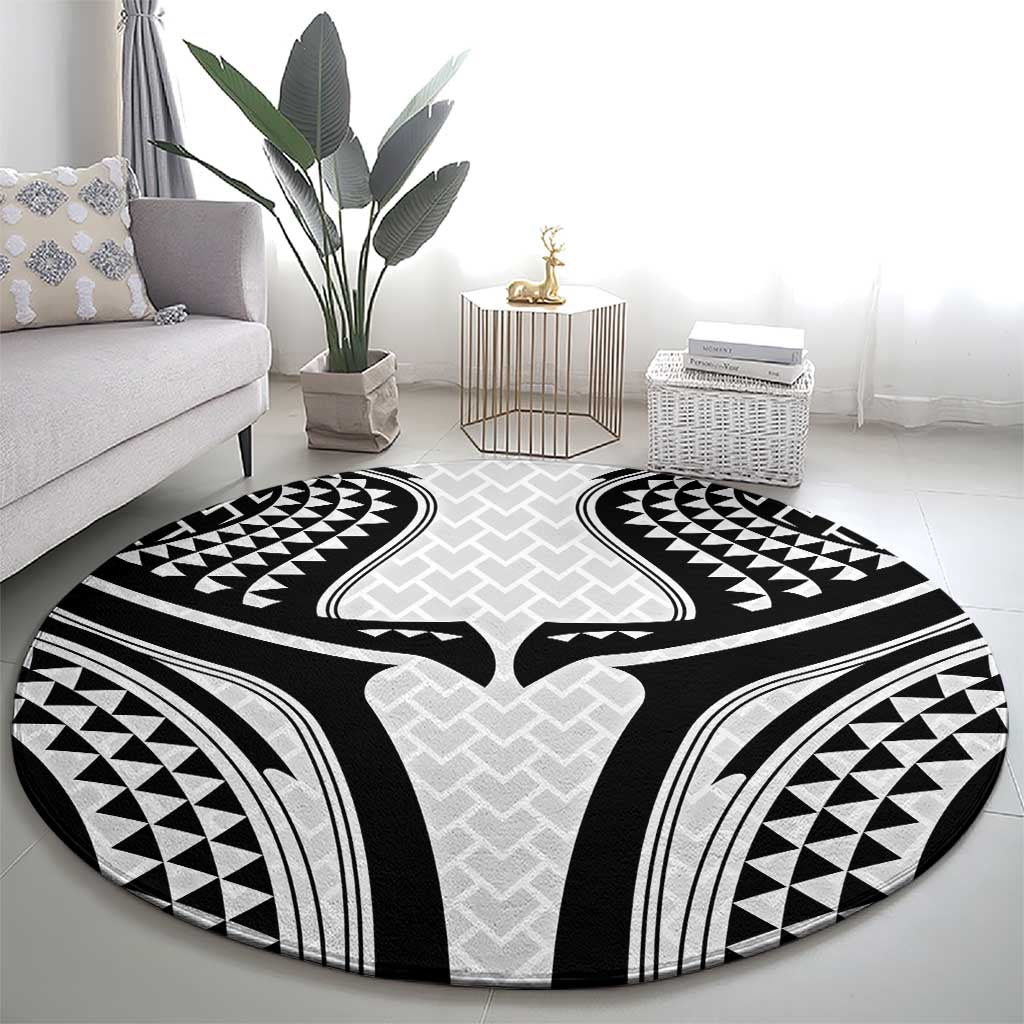 Hawaiian Kakau Art Tattoos Aquaman Style Round Carpet White Version - Wonder Print Shop