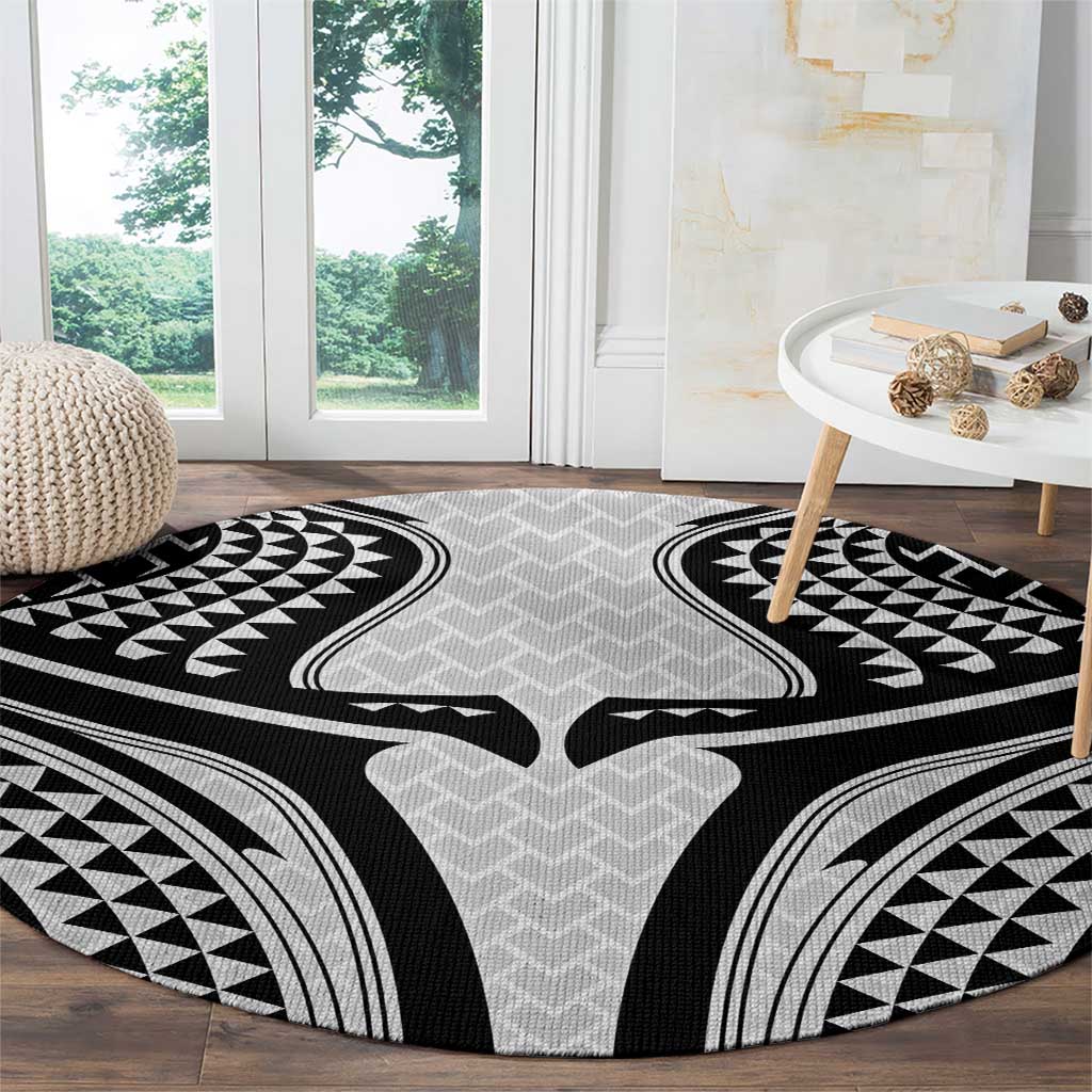 Hawaiian Kakau Art Tattoos Aquaman Style Round Carpet White Version - Wonder Print Shop