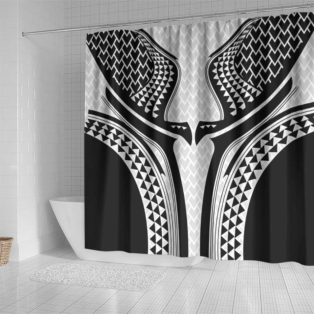 Hawaiian Kakau Art Tattoos Aquaman Style Shower Curtain White Version - Wonder Print Shop