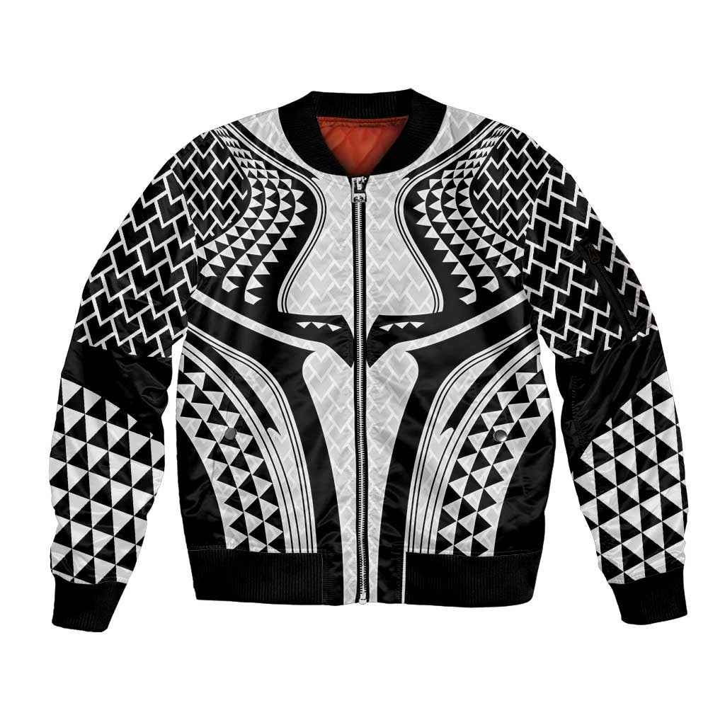 Hawaiian Kakau Art Tattoos Aquaman Style Sleeve Zip Bomber Jacket White Version - Wonder Print Shop