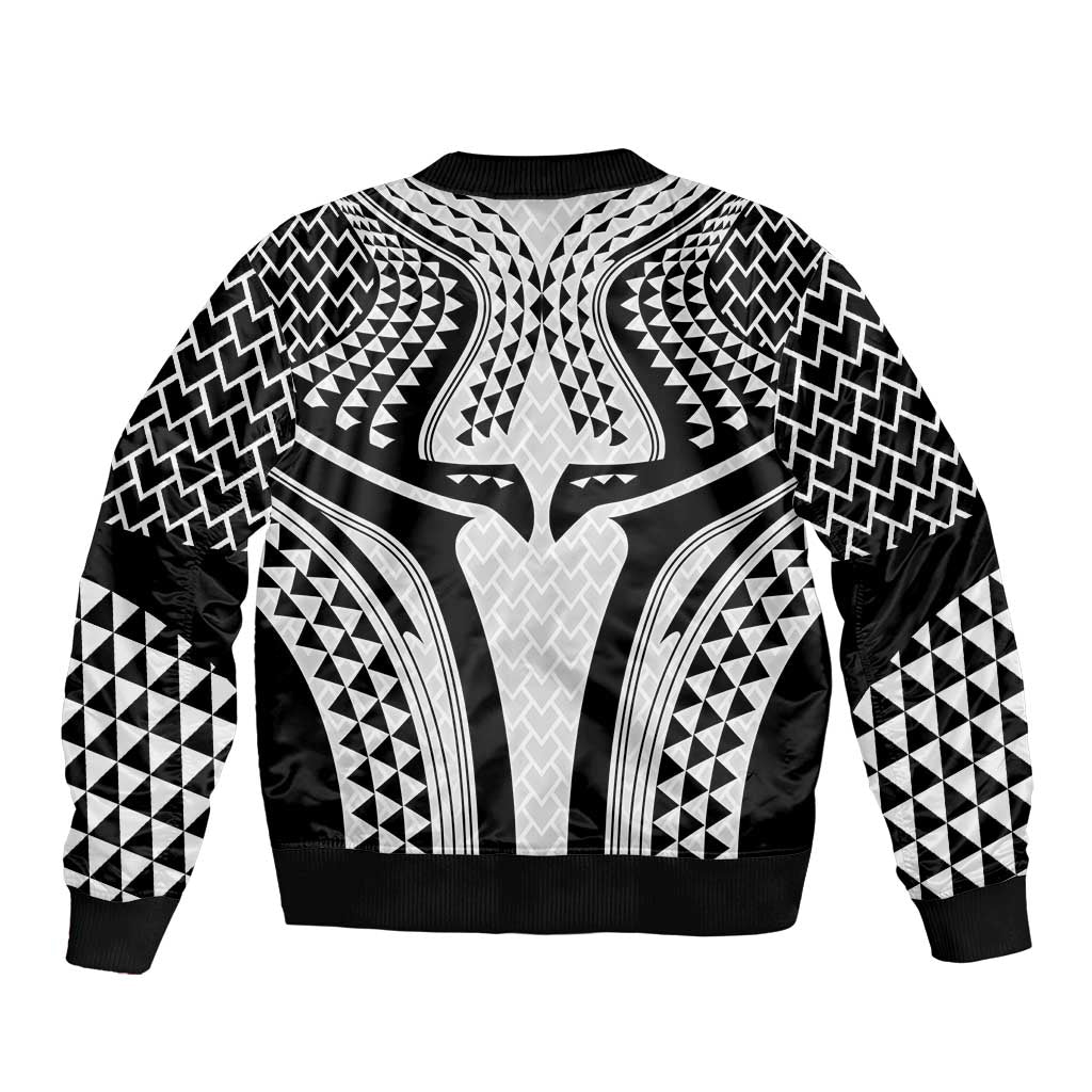 Hawaiian Kakau Art Tattoos Aquaman Style Sleeve Zip Bomber Jacket White Version - Wonder Print Shop