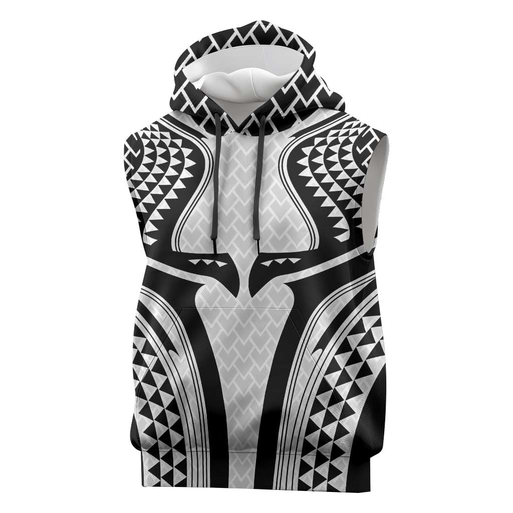 Hawaiian Kakau Art Tattoos Aquaman Style Sleeveless Hoodie White Version - Wonder Print Shop