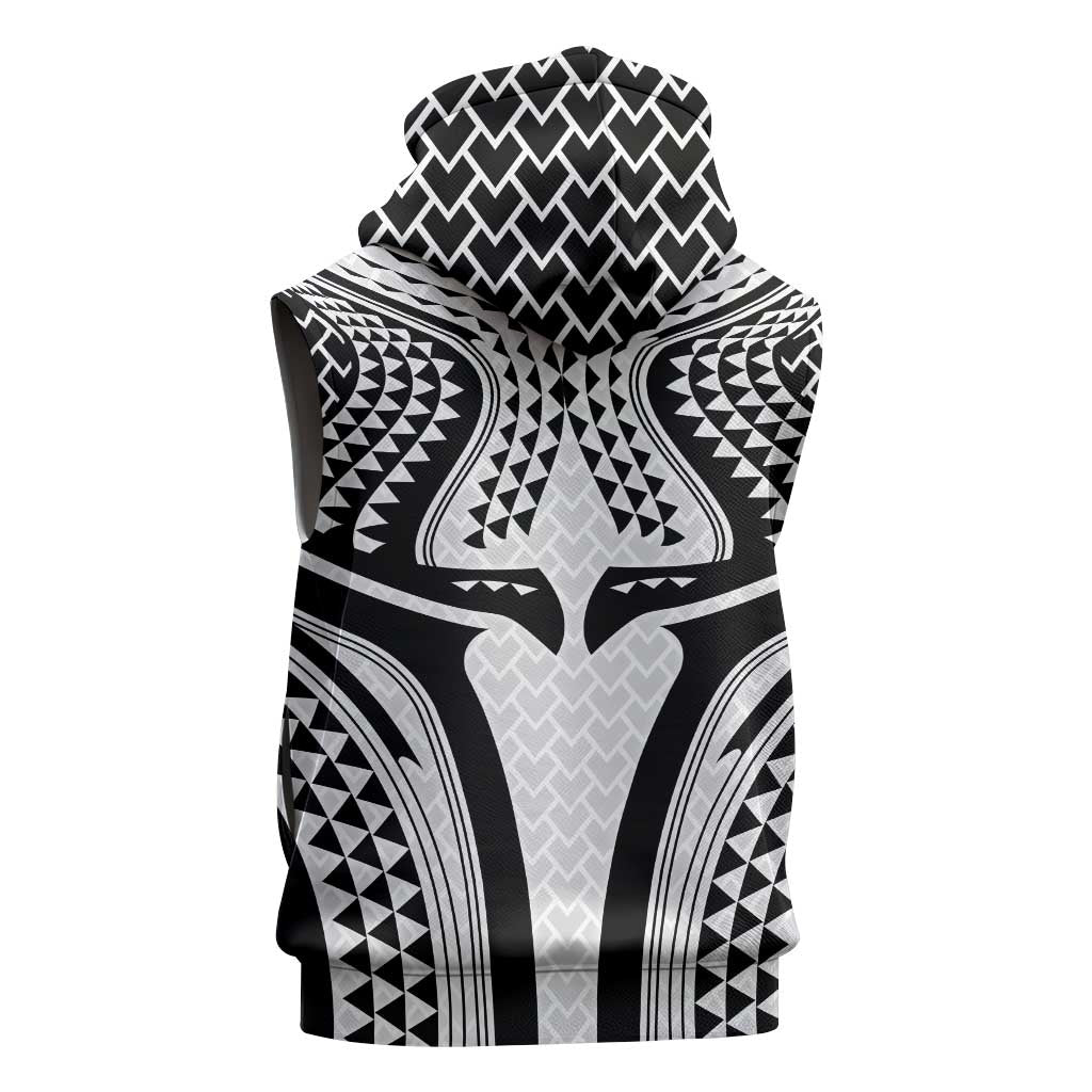 Hawaiian Kakau Art Tattoos Aquaman Style Sleeveless Hoodie White Version - Wonder Print Shop