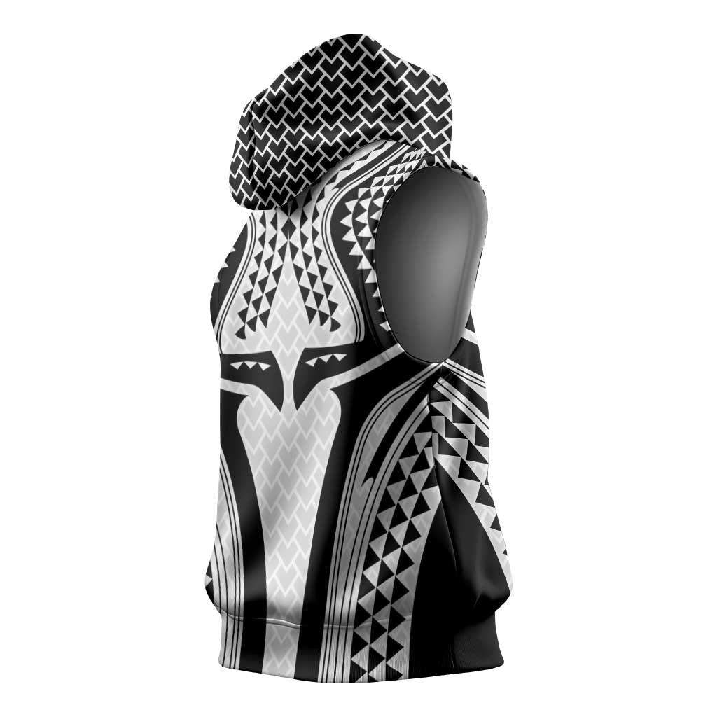 Hawaiian Kakau Art Tattoos Aquaman Style Sleeveless Hoodie White Version - Wonder Print Shop