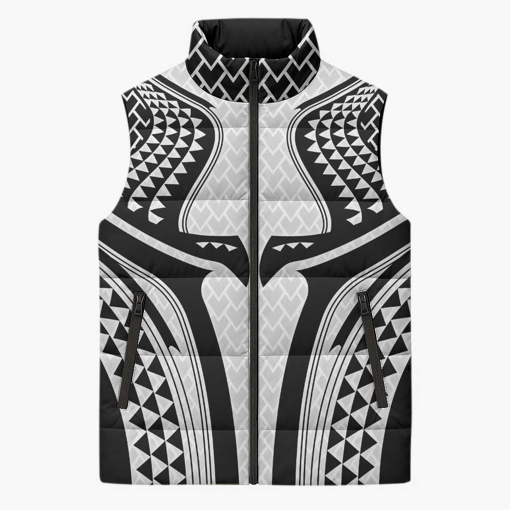 Hawaiian Kakau Art Tattoos Aquaman Style Sleeveless Puffer Jacket White Version - Wonder Print Shop