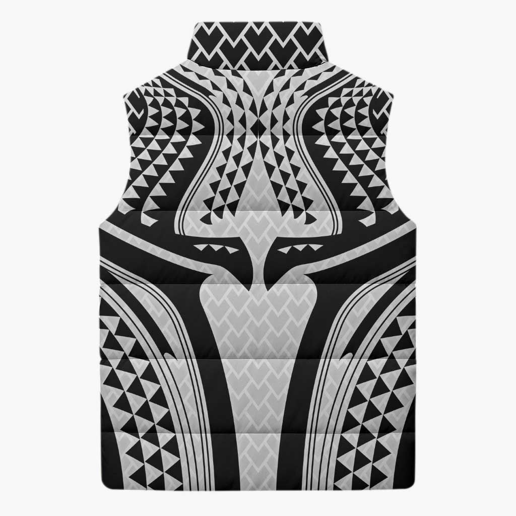 Hawaiian Kakau Art Tattoos Aquaman Style Sleeveless Puffer Jacket White Version - Wonder Print Shop
