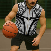 Hawaiian Kakau Art Tattoos Aquaman Style Sleeveless Zip Hoodie White Version - Wonder Print Shop