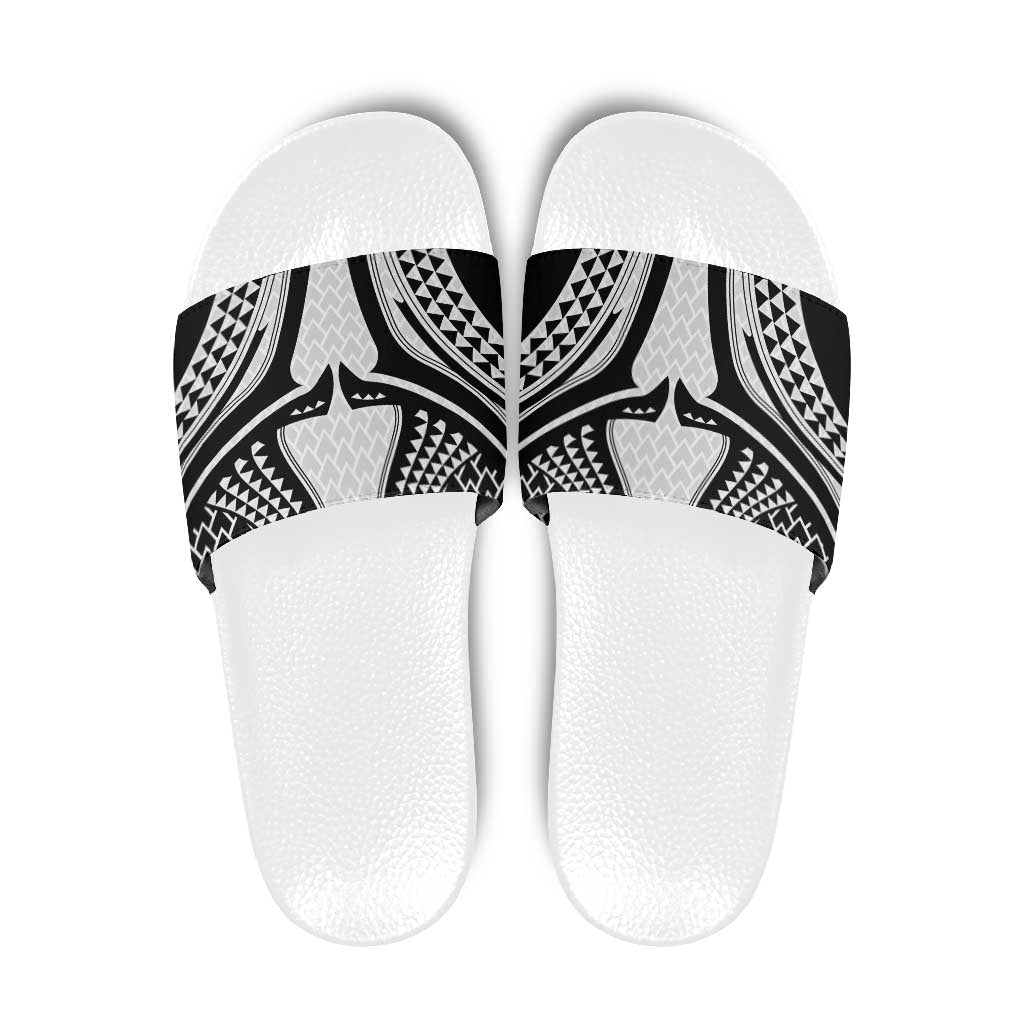 Hawaiian Kakau Art Tattoos Aquaman Style Slide Sandals White Version - Wonder Print Shop