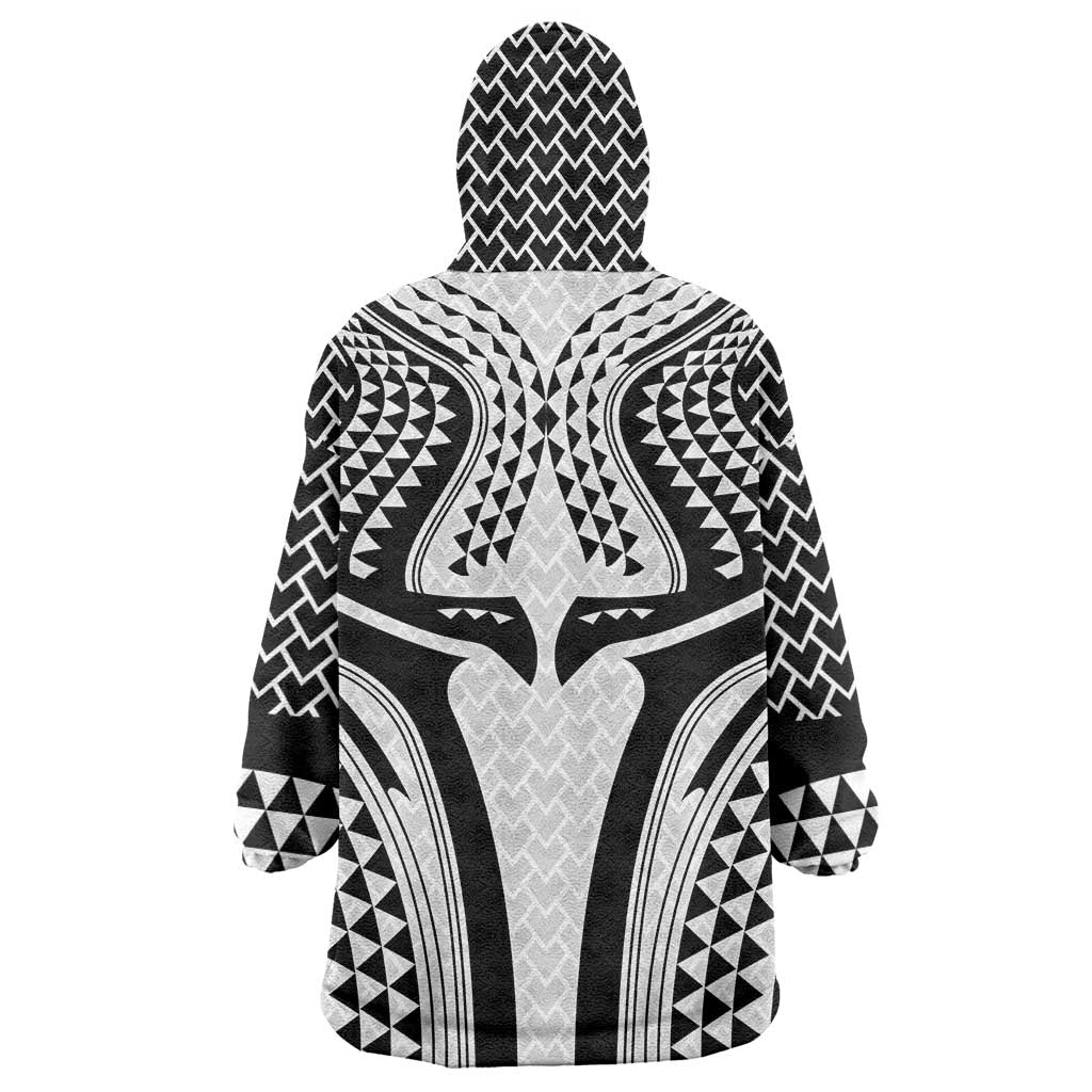 Hawaiian Kakau Art Tattoos Aquaman Style Wearable Blanket Hoodie White Version - Wonder Print Shop