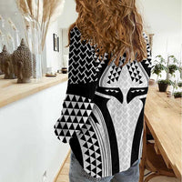 Hawaiian Kakau Art Tattoos Aquaman Style Women Casual Shirt White Version - Wonder Print Shop