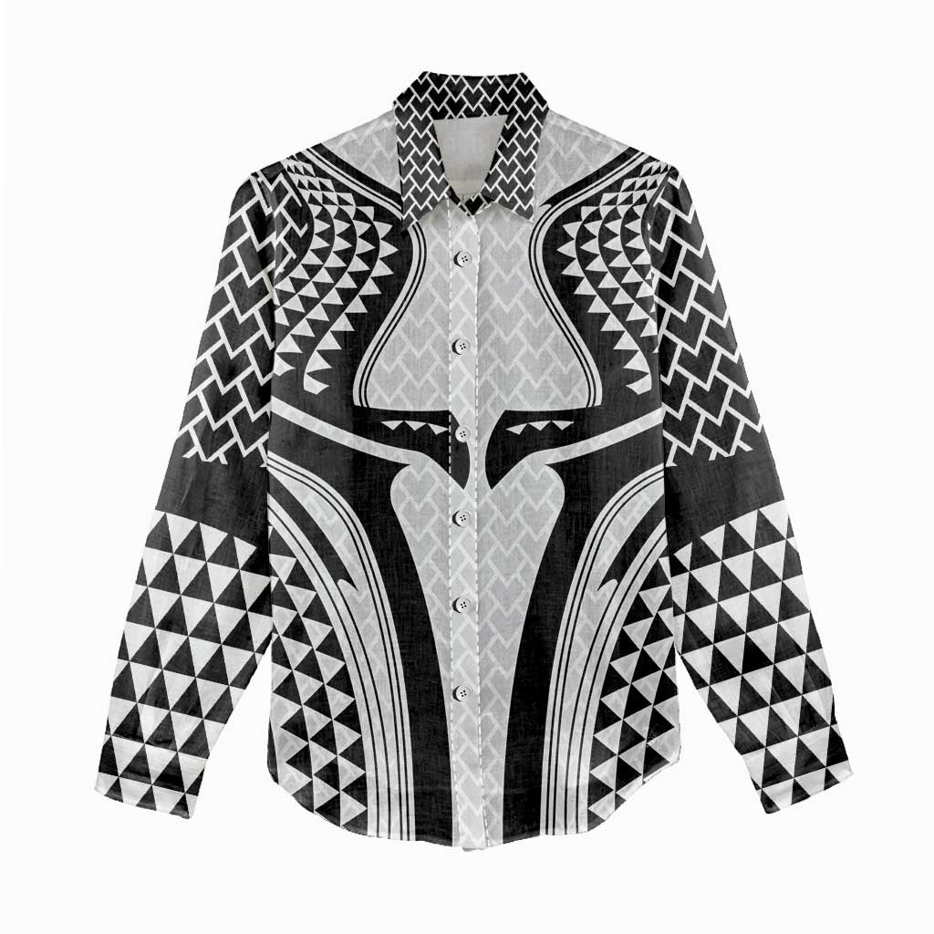 Hawaiian Kakau Art Tattoos Aquaman Style Women Casual Shirt White Version - Wonder Print Shop