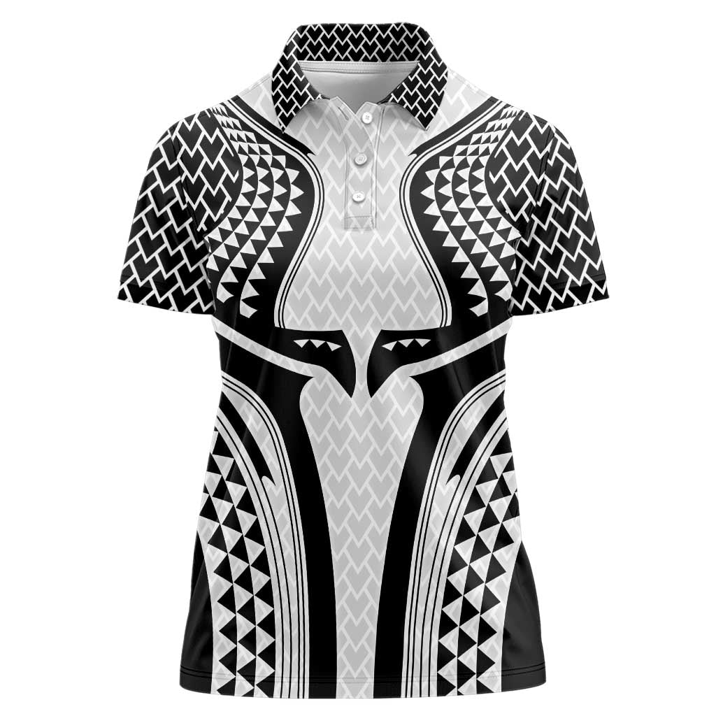 Hawaiian Kakau Art Tattoos Aquaman Style Women Polo Shirt White Version - Wonder Print Shop
