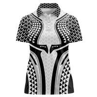 Hawaiian Kakau Art Tattoos Aquaman Style Women Polo Shirt White Version - Wonder Print Shop