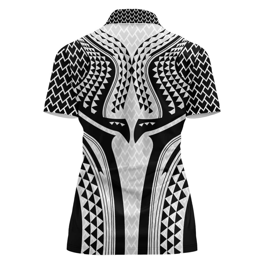 Hawaiian Kakau Art Tattoos Aquaman Style Women Polo Shirt White Version - Wonder Print Shop