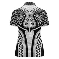 Hawaiian Kakau Art Tattoos Aquaman Style Women Polo Shirt White Version - Wonder Print Shop