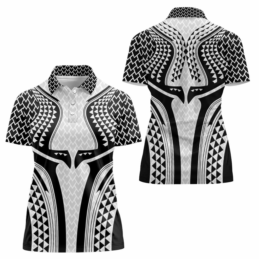 Hawaiian Kakau Art Tattoos Aquaman Style Women Polo Shirt White Version - Wonder Print Shop