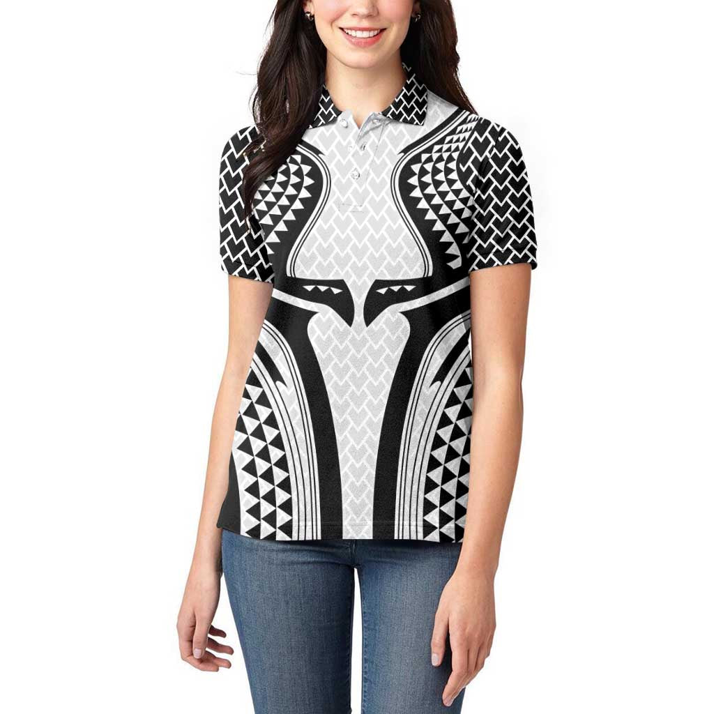 Hawaiian Kakau Art Tattoos Aquaman Style Women Polo Shirt White Version - Wonder Print Shop