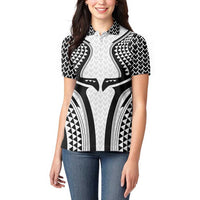 Hawaiian Kakau Art Tattoos Aquaman Style Women Polo Shirt White Version - Wonder Print Shop