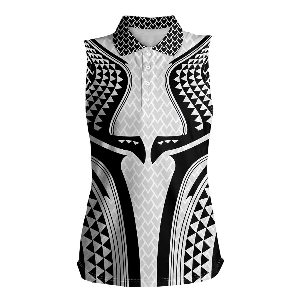 Hawaiian Kakau Art Tattoos Aquaman Style Women Sleeveless Polo Shirt White Version - Wonder Print Shop