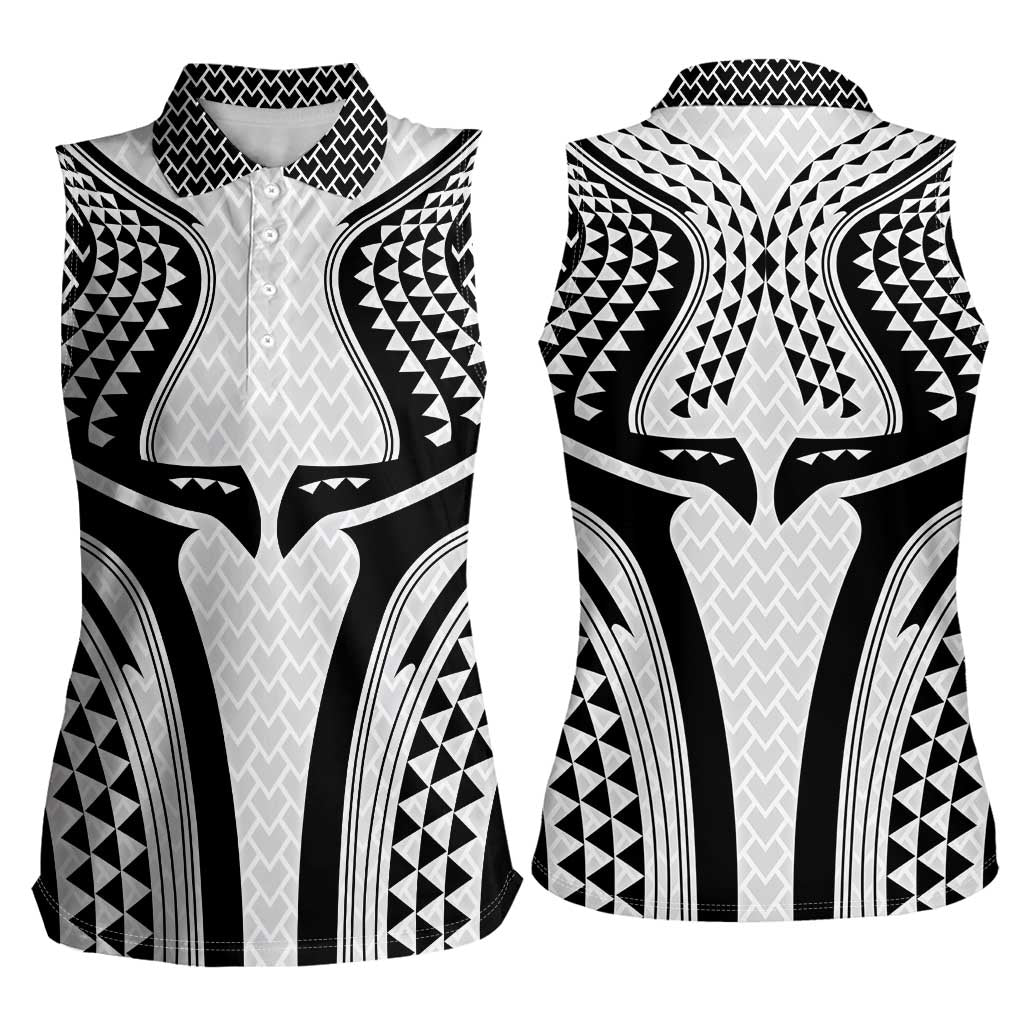 Hawaiian Kakau Art Tattoos Aquaman Style Women Sleeveless Polo Shirt White Version - Wonder Print Shop