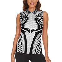 Hawaiian Kakau Art Tattoos Aquaman Style Women Sleeveless Polo Shirt White Version - Wonder Print Shop