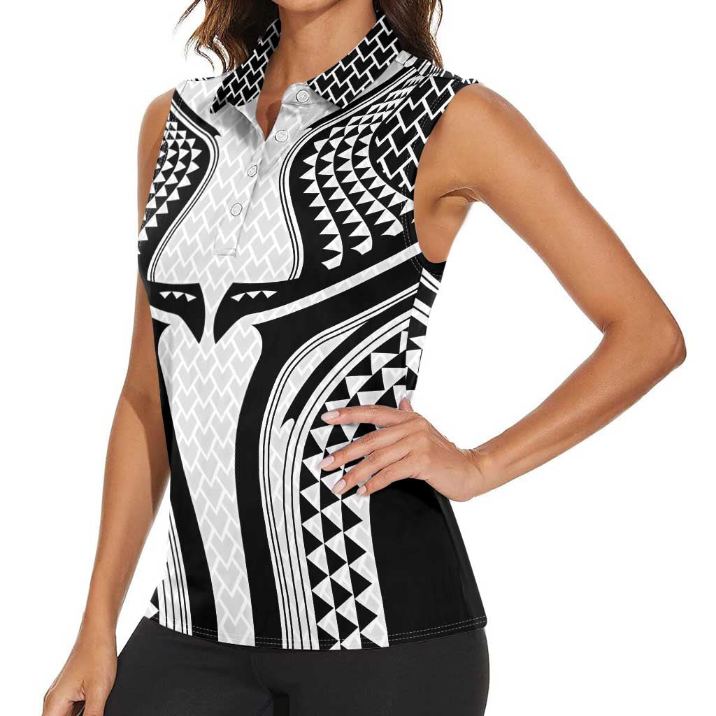 Hawaiian Kakau Art Tattoos Aquaman Style Women Sleeveless Polo Shirt White Version - Wonder Print Shop
