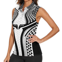 Hawaiian Kakau Art Tattoos Aquaman Style Women Sleeveless Polo Shirt White Version - Wonder Print Shop