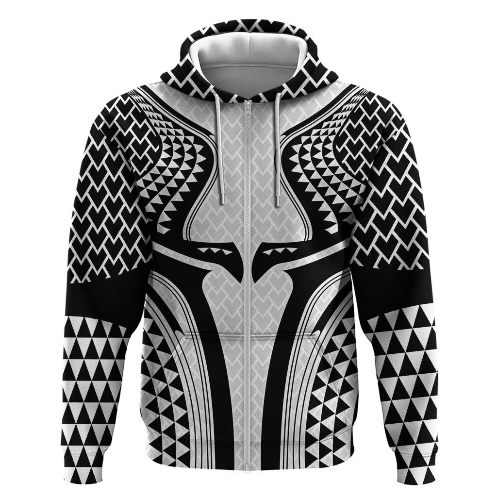 Hawaiian Kakau Art Tattoos Aquaman Style Zip Hoodie White Version - Wonder Print Shop