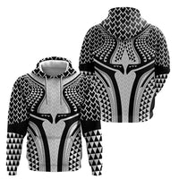 Hawaiian Kakau Art Tattoos Aquaman Style Zip Hoodie White Version - Wonder Print Shop