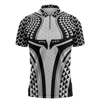 Hawaiian Kakau Art Tattoos Aquaman Style Zipper Polo Shirt White Version - Wonder Print Shop