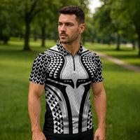 Hawaiian Kakau Art Tattoos Aquaman Style Zipper Polo Shirt White Version - Wonder Print Shop