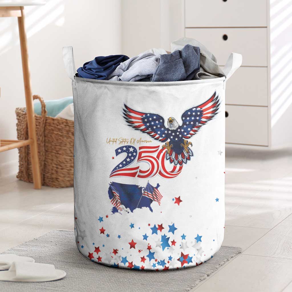 250 Years of American Freedom Laundry Basket Flag Bald Eagle and Map