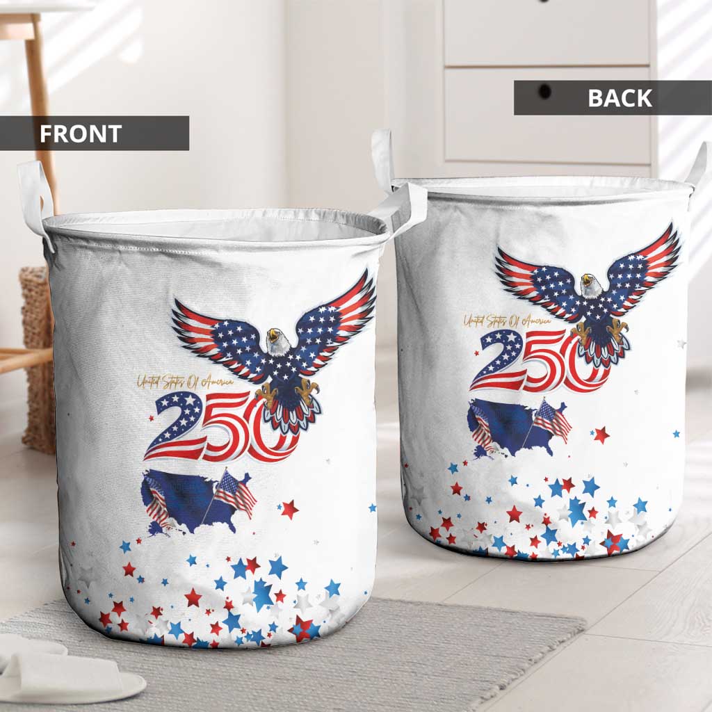 250 Years of American Freedom Laundry Basket Flag Bald Eagle and Map