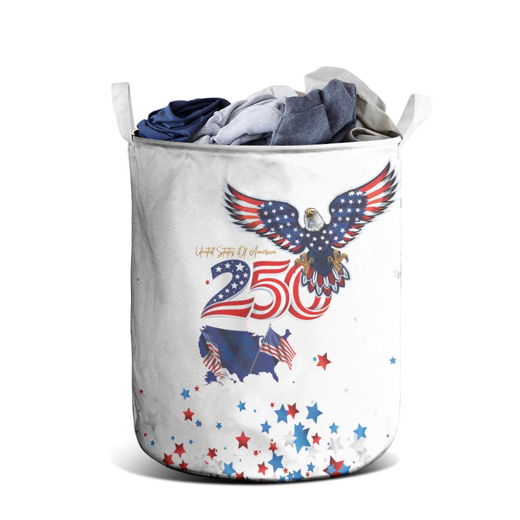 250 Years of American Freedom Laundry Basket Flag Bald Eagle and Map