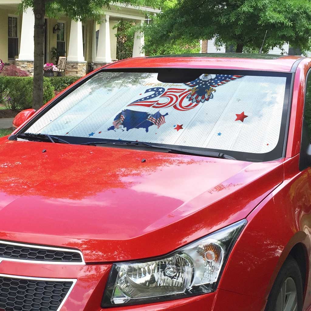 250 Years of American Freedom Auto Sun Shade Flag Bald Eagle and Map