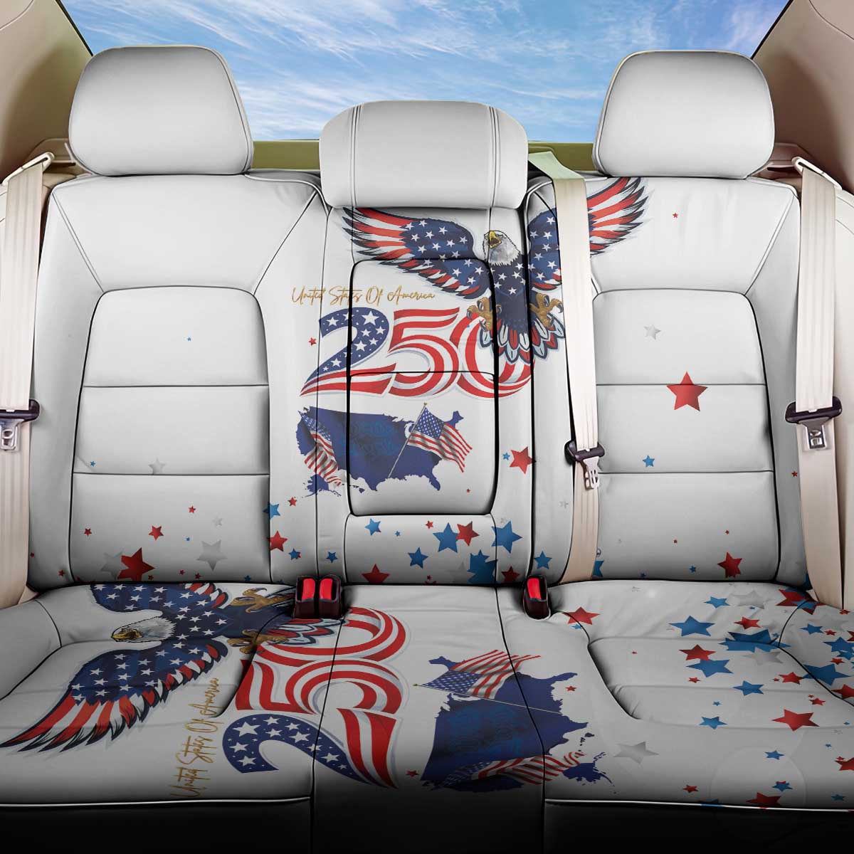 250 Years of American Freedom Back Car Seat Cover Flag Bald Eagle and Map