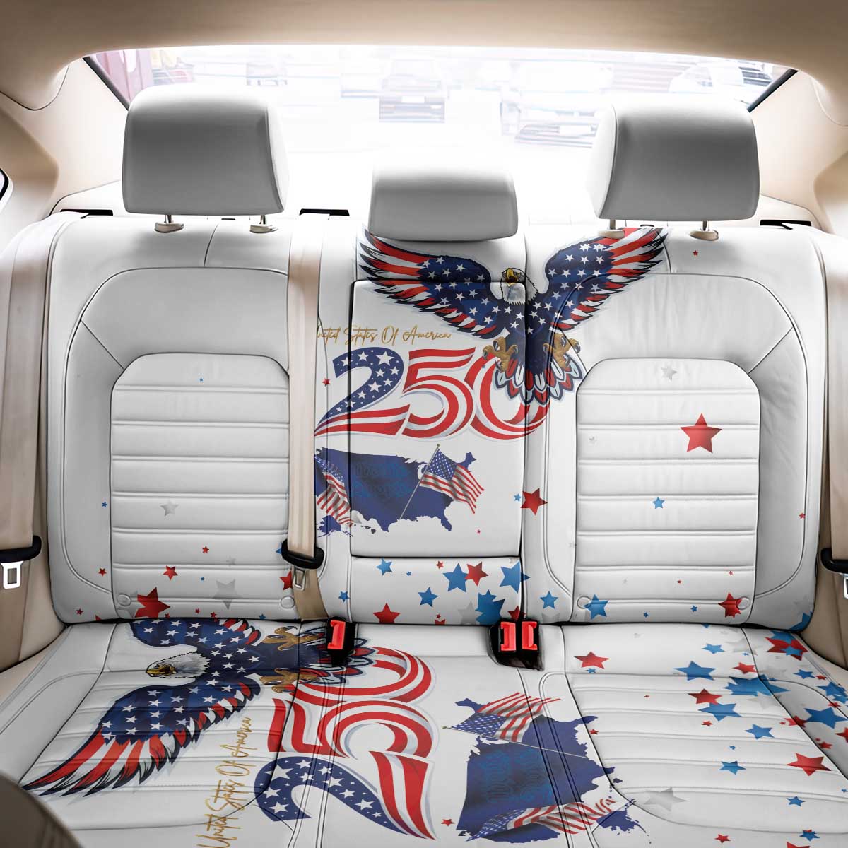 250 Years of American Freedom Back Car Seat Cover Flag Bald Eagle and Map