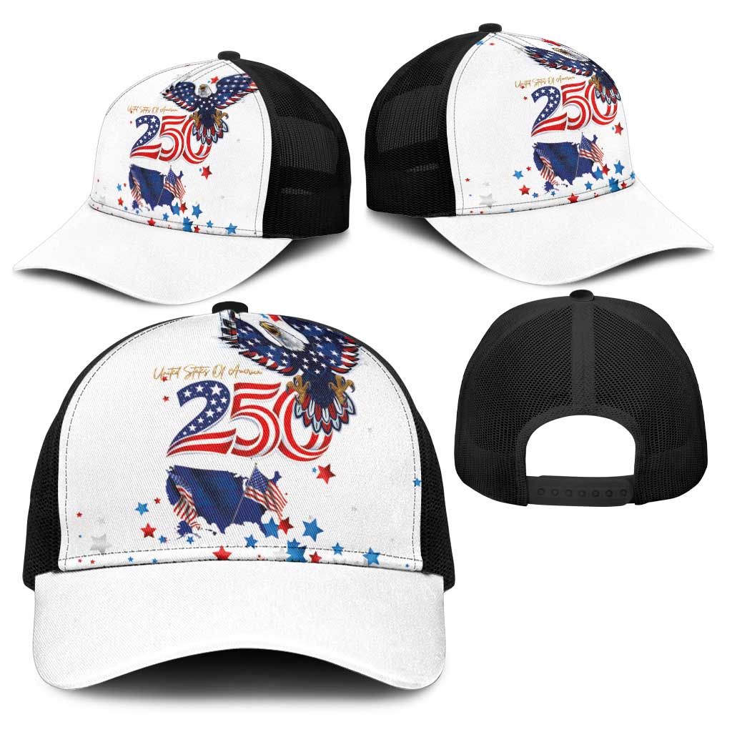 250 Years of American Freedom Baseball Net Cap Flag Bald Eagle and Map