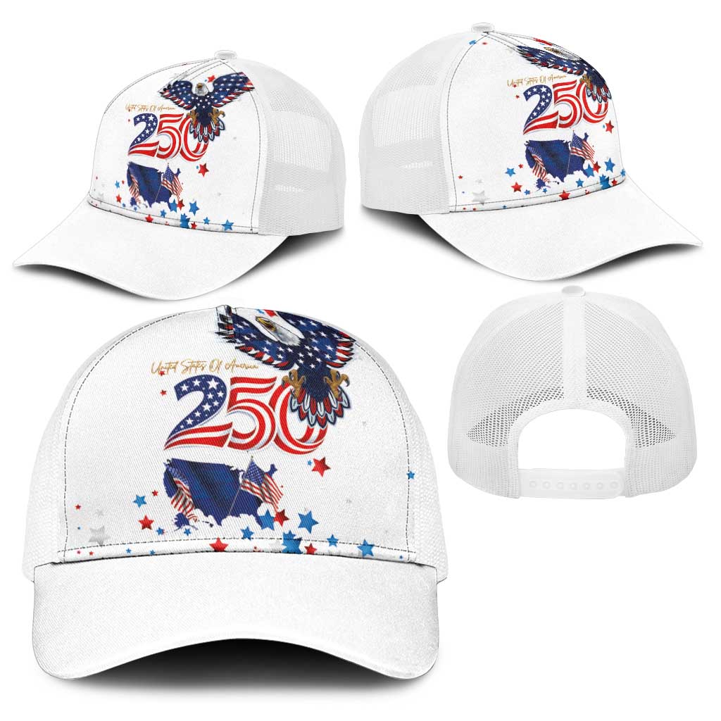250 Years of American Freedom Baseball Net Cap Flag Bald Eagle and Map