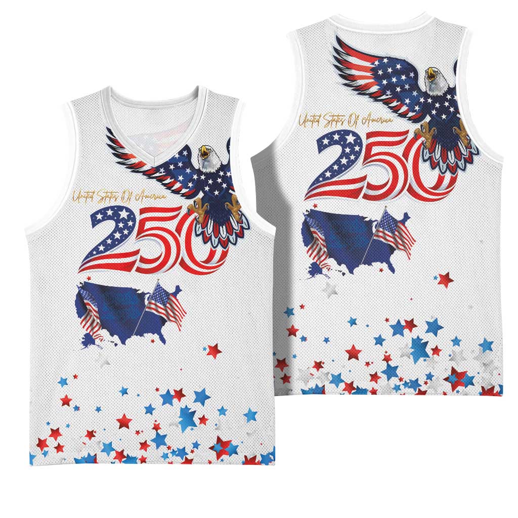 250 Years of American Freedom Basketball Jersey Flag Bald Eagle and Map