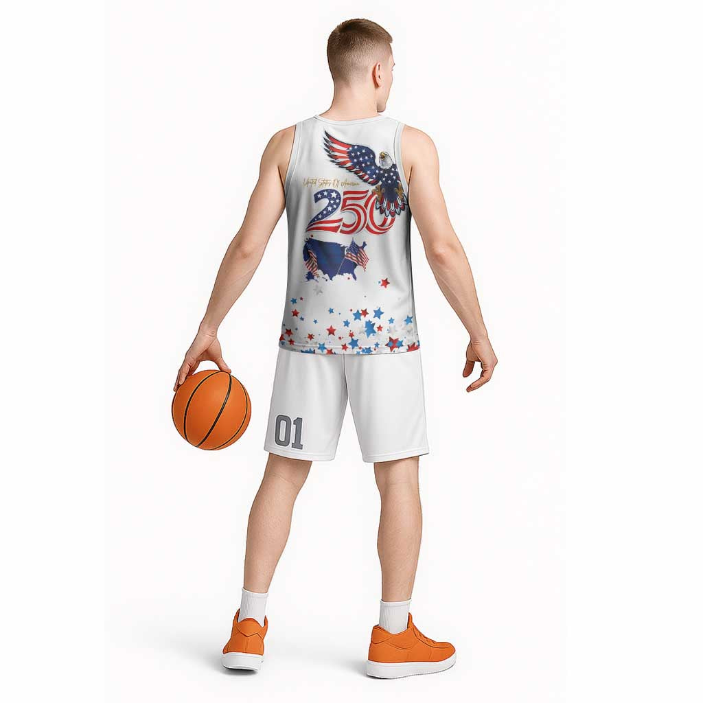 250 Years of American Freedom Basketball Jersey Flag Bald Eagle and Map